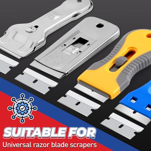 DIYSELF 400 Pack Scraper Blades, Flat Razor Blades for Labels and Decals - size: 400 Pcs
