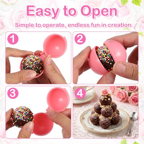 4Pcs Cake Pop Mold, Cakepop Molds Shapes, Round Cakes Pops Molds With Caked Pop Stand Caked Ball Molding, Cakes Puck Mold Set for Home Baking, Birthday Parties, Wedding Desserts