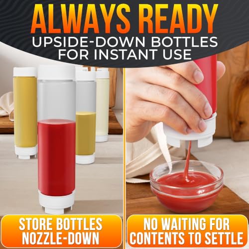 HYQO 6 Pcs 16 oz Condiment Squeeze Bottles for Sauces, Self-Closing Valve - size: 16 oz Inverted