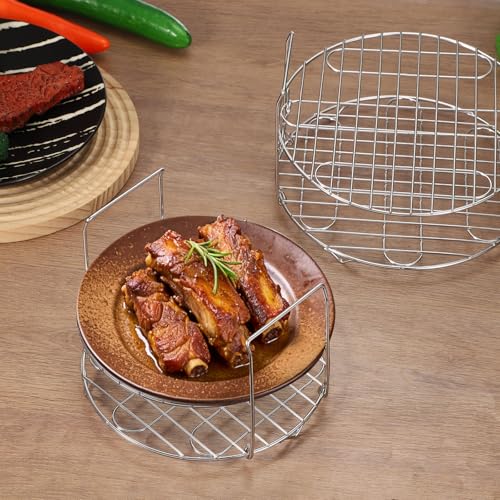 uxcell Stainless Steel Air Fryer Rack 8" Round Cooking Rack Steamer Plate - size: 8 Inch