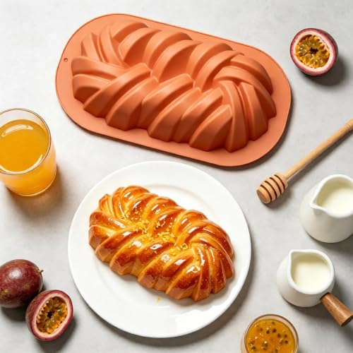 1 Pcs Silicone Cake Molds, Nonstick Bread Loaf Pans for Jello, Bread, Cheese Cake, Pastry, Loaf, Tart Pie, Brownie, Chocolate(Terracotta Color)