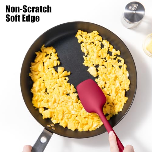 Doosu 600°F Heat Resistant Silicone Spatula Spoonula, 2‑Piece, Aqua+Red - color: Aqua+Red, size: Flat & Spoon Spatulas