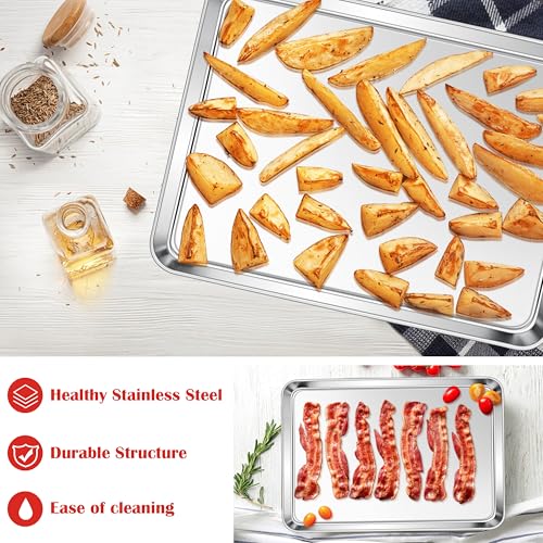 E-far Stainless Steel Baking Sheet, 18"x13" Cookie Sheet for Baking, 4PCS - size: 17.5"x13"