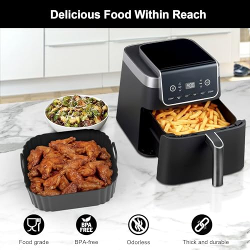 Square Silicone Air Fryer Liners 2 Pack 5-6.5QT for Ninja AF141/181 - color: Black, size: 5-6.5QT