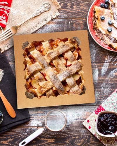Bakepacker Brown Auto-pop Up Pie Boxes with Window 12"x12"x3" 120pcs - color: Brown, size: 12x12x3, 120Pcs