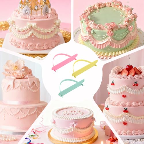 3 Pack Cake Arch Guide Tool with 3pcs Scrapers, Cake-Arc Ruler Writing Tools, Convenient for Controlling the Size and Position of the Arc, Convenient for Beginners to Use
