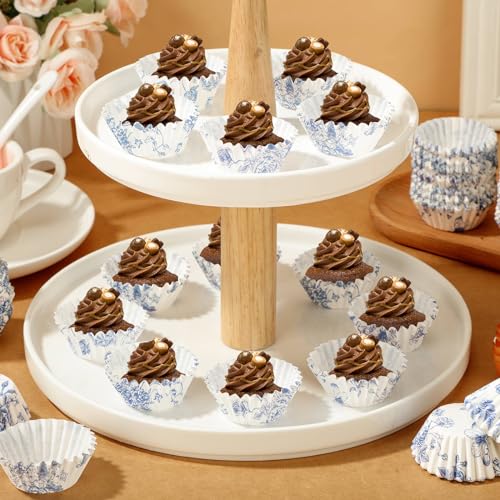 Jetec 800 Pcs Mini Cupcake Liners Disposable, 1.3 x 0.8 Inch, Blue, Flower