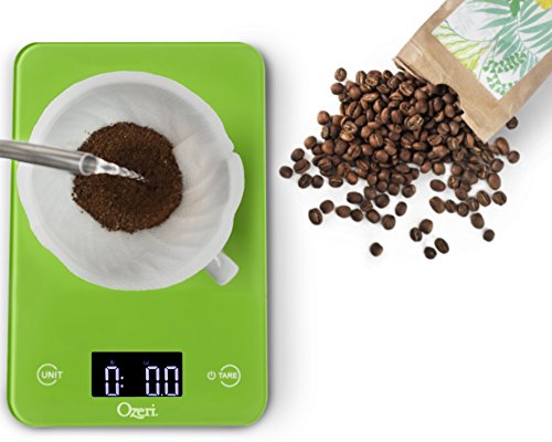 Ozeri Touch Digital Kitchen Scale (12 lbs Edition) in Tempered Glass - color: Green
