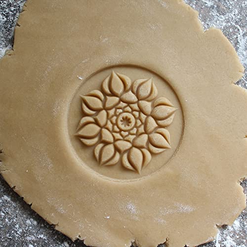 Large Wood Cookie Stamp, 3.1 inch (Lotus Mandala CS8-003) - color: Lotus Mandala CS8-003