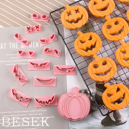 BESEK Halloween Cookie Cutters: 12 shape Pumpkin Cookie Cutter, Halloween Holiday Party Supplies for Biscuit Baking - color: Halloween