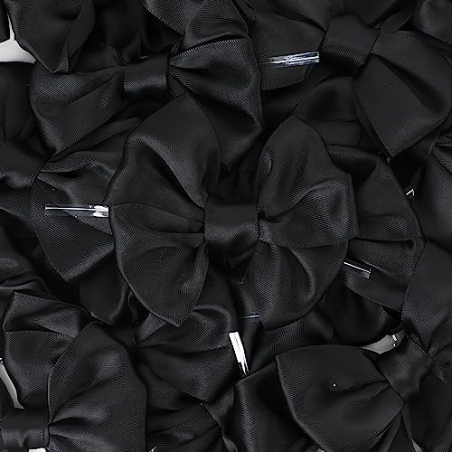 AIMUDI Black Satin Ribbon Twist Tie Bows for Treat Bags - 3.5" Black Bows for Crafts, Gift Wrapping & Wedding Favors - 24 Counts - color: Black