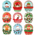 SANNIX 450pcs Christmas Cupcake Liners, 9 Patterns, Santa Snowman Christmas - style: Christmas
