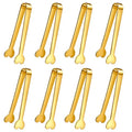 8 PCS Gold Mini Serving Tongs, 4.88 Inch Small Metal Kitchen Charcuterie Tongs, Stainless Steel Sugar Cube Ice Tong for Coffee Bar, Tea Party, Desserts Party, Ice Bucket and Sugar - color: Gold 8PCS