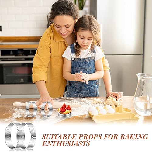 Mumufy 2.4" Perforated Tart Ring Stainless Steel Mousse Cake Ring - size: 2.4"