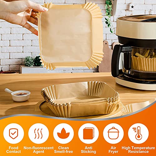 Air Fryer Liners 4qt for Cuisinart Air Fryer, Airfryer Liners Disposable Square 7.9 Inch Air Fryer Paper Liners Non-Stick Air Fryer Parchment Paper Liners Oil Resistant - size: Square-7.9inch