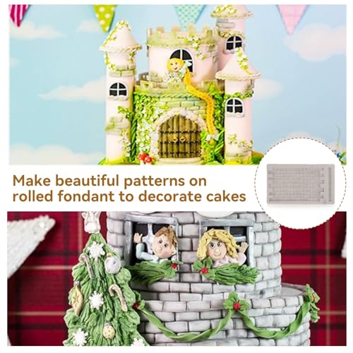 Fondant Impression Mat, Silicone Brick Wall Pattern Lace Mat Silicone Imprint Mold Sugarcraft Wedding Cake Decorating Tools Chocolate Sugar Baking Mold