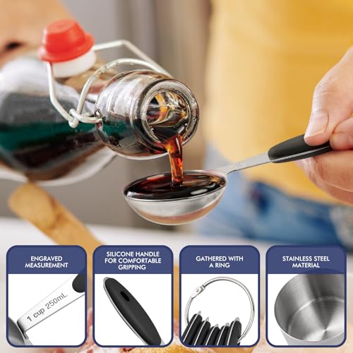 HOTEC 10-Pack Measuring Cups &Spoons Set, Black - color: Black