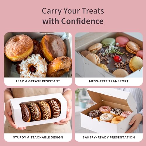 FC Meyer Bakery Boxes - Reversible 8” Classic Cake Box, Secure Your Bakery Box With Special Side Panel Clips & A Front Tuck Lock, No Taping Or Twine Needed, Made In USA, Size 8 x 8 x 5 (Pack of 50) - color: 8" Classic Cake (Pack of 50), size: Pack of 50