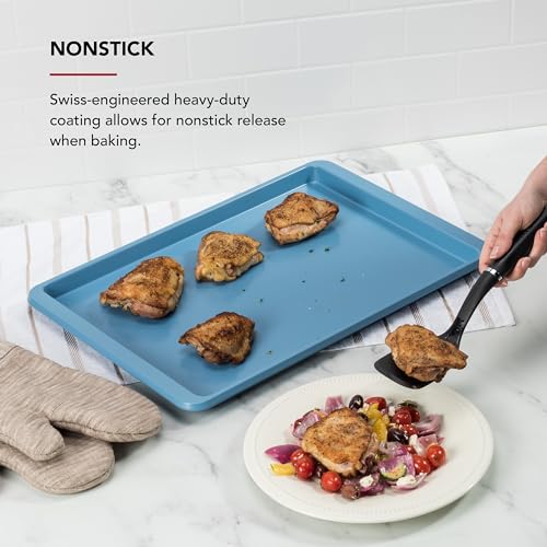 KitchenAid 13x18in Nonstick Aluminized Steel Baking Sheet, Blue Velvet - color: Blue Velvet, size: 13 x 18 Inch