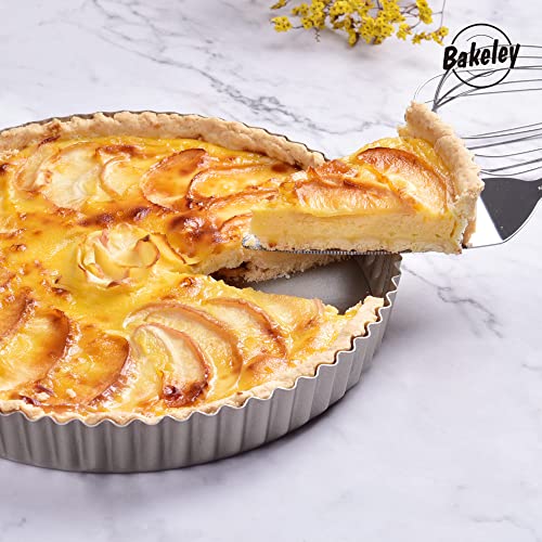 10-Inch Round Tart Pan with Loose Removable Bottom, Non-Stick Carbon Steel Quiche Pan for Oven Baking (Champagne Gold) - size: 10" Round (Champagne Gold)