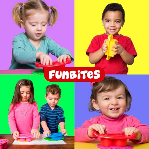 FunBites Sandwich Cutter for Kids Lunch, Crustless Bento 2-Pc Set, 3 Pack - color: Green Squares/Pink Hearts/Orange Triangles