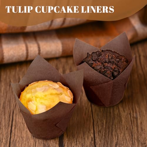 120pcs Tulip Cupcake Liners for Baking Cups, Premium Muffin Liners Holders - color: Coffee