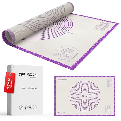 26 * 16 inches Purple, Non-Slip Silicone Baking Sheets - Baking Mat with 0.7mm Thickness - Non-Stick Pastry & Cookie Mat for Kitchen Counter for Rolling Out Dough with Measurements. - color: Purple, size: 26"L x 16"W