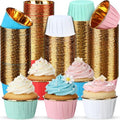 240 Pack Gold Foil Cupcake Liners Bulk 3.5 oz Disposable Party Cupcake Baking Cups Colorful Foil Muffin Liners Metallic Baking Wrappers Holders(Solid Color Style) - style: Solid Color Style