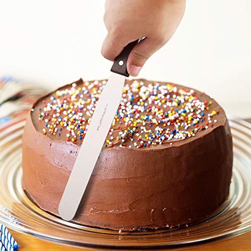 Straight Cake Icing Spatula set of 3 Professional Stainless Steel Cake Decorating Frosting Spatulas, 6"-8"-10" Flexible Resistant Blade, Wooden Handle for Easy Grip - size: 6" & 8" & 10" Straight spatulas