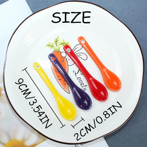 Mini Spoons for Spices, Ceramic Spoon 3.5 inch for Spice Jars, Espresso Spoons, Small Seasoning Spoon for Salt, Coffee, Sugar, Powder and Pepper (Yellow spoon A set of 4) - color: Yellow spoon A set of 4