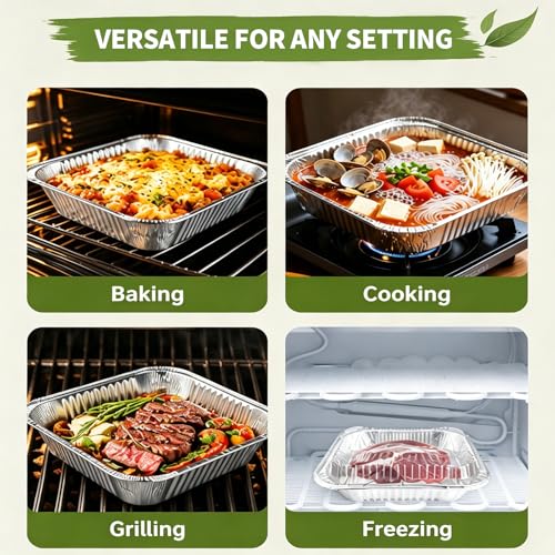 8x8 Aluminum Foil Pans with Clear Lids 20 Pack - Cake Baking Pans