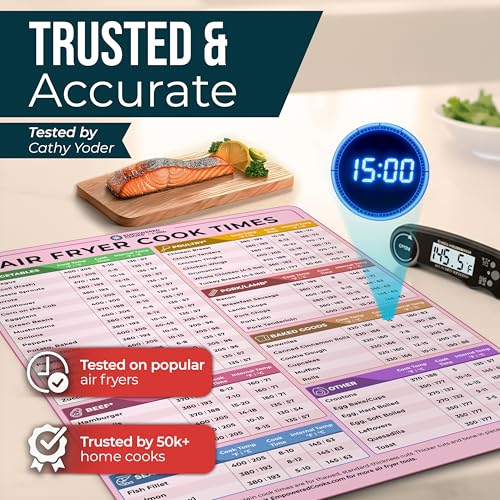 Air Fryer Cheat Sheet Set, AirFryer Cooking Guide Cook Time Chart - Pink - color: Pink