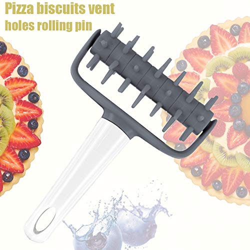 Kakalote Pizza Dough Docker Pastry Roller with Spikes Black