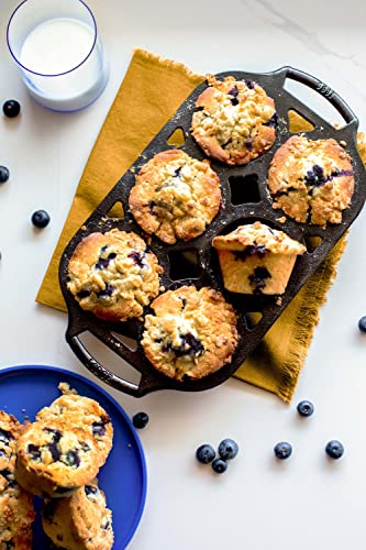 Lodge Pre-Seasoned Cast Iron Muffin Pan Set, Six-Well, 2 Pack