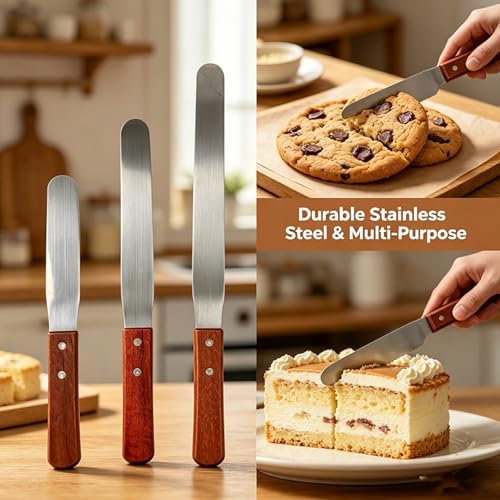 4-Piece Straight Icing Spatula Set, Stainless Steel Cake Tools Set