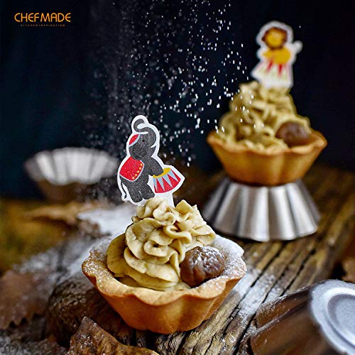 CHEFMADE Mini Pudding Pan Set, 3-Inch 4Pcs Non-Stick Egg Tart Mold Flower-shaped Pie Bread and Cake Pan Bakeware for Oven and Instant Pot Baking (Champagne Gold) - size: 06 - 3" Petal Pie 4Pcs