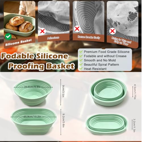 Sourdough Starter Kit, Silicone Bread Proofing Basket Set, Baking Supplies