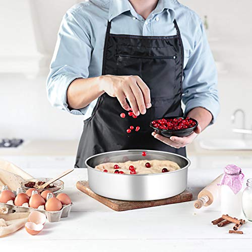 P&P CHEF 9.5 Inch Cake Pans Set, 2Pcs Stainless Steel Round Baking Pan - size: 9.5 Inch