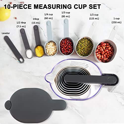 15-Pc Stackable Measuring Cups and Mini Spoons Set with Lid - color: 15 Piece