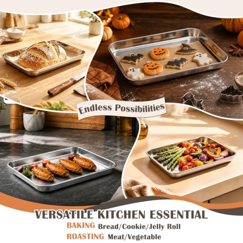 10.4"x8" Baking Sheet Pan(2Pcs), Joyfair Stainless Steel Toaster Oven Tray - size: 10.4"x8"
