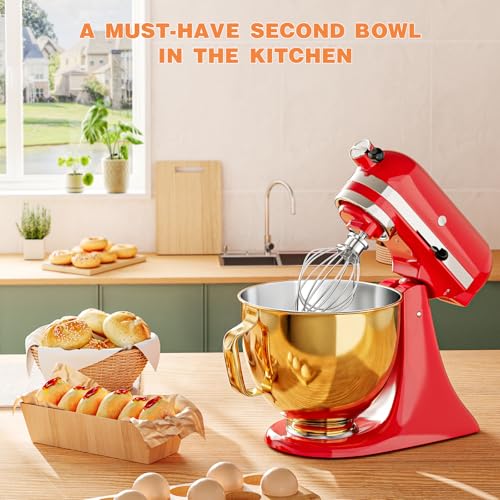 Stainless Steel Mixer Bowl for KITCHENAID TILT-HEAD 4.5-5 Qt Mixer - color: Gold