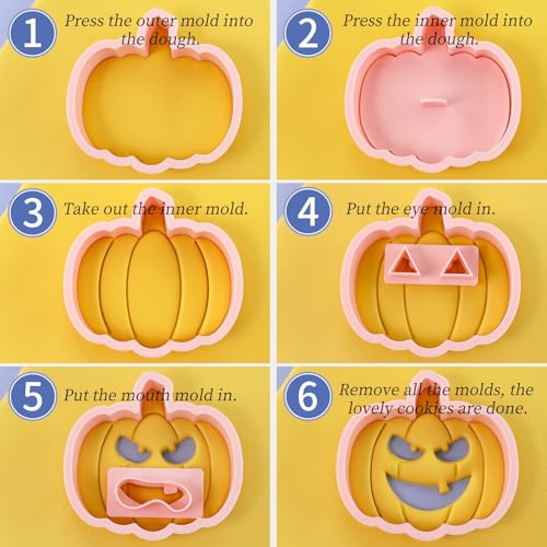 10 Pcs Mini Pumpkin Face Cookie Cutters DIY 3D Halloween Cookie Stamps - color: Halloween K-10