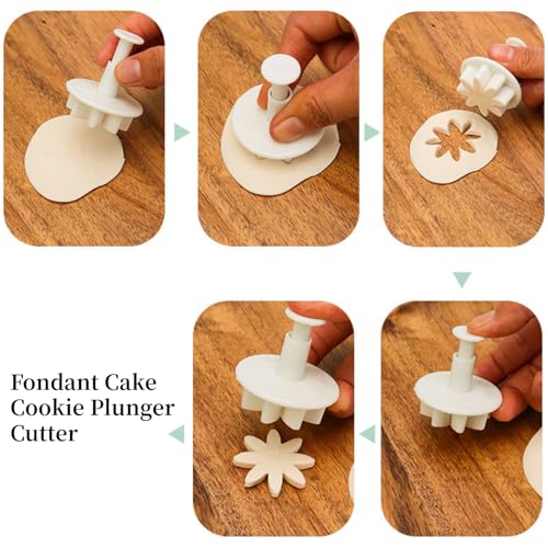 Fondant Plunger Cutter Set, 4Pcs Leaf Heart Flower