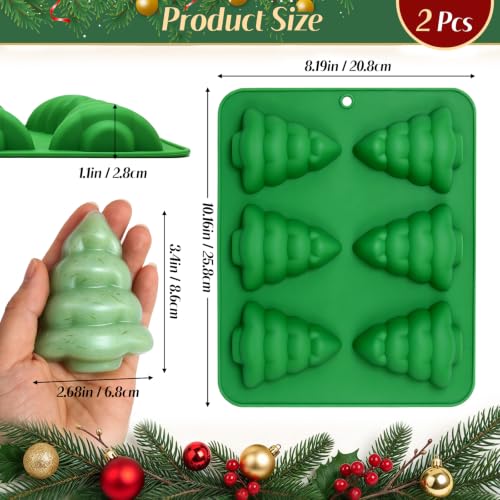 3D Christmas Tree Silicone Mold, 2Pcs Christmas Tree Cake Molds - color: 2Pcs Green