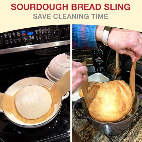 100 Pcs Parchment Paper for Sourdough Baking, Disposable Bread Sling for Dutch Oven, Parchment Paper with Long Handles for Easy Dough Transfer