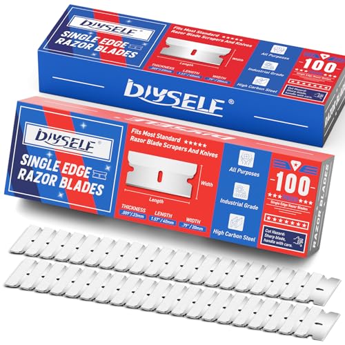 DIYSELF 200 Pack Razor Blades Refills, Single Edge Blades for Scraping - size: 200 Pcs
