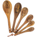 6Pcs Measuring Spoons and Scoops Set, Retro Measuring Scoops Includes 1/8 tsp, 1/4 tsp, 1/2 tsp, 1 tsp, 1/2 tbsp & 1 tbsp, Wooden Measuring Spoons for Dry Ingredients Coffee Powder