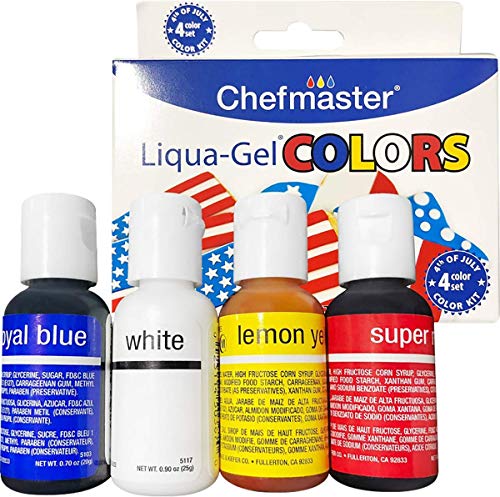 Chefmaster 4-Bottle Patriotic Liqua-Gel® Food Coloring