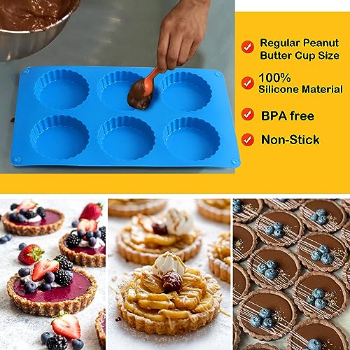 Sidosir 3pcs Peanut Butter Cup Mold, Silicone Mini Tart Pan for Bite Size Fat Bombs, Silicone Chocolate Candy Mold for Brownie (Keto Cup) - size: 3 Inch Keto Cup