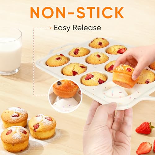 12-Cup Silicone Muffin Pan with Metal Frame - size: 1pc: 12 Cups
